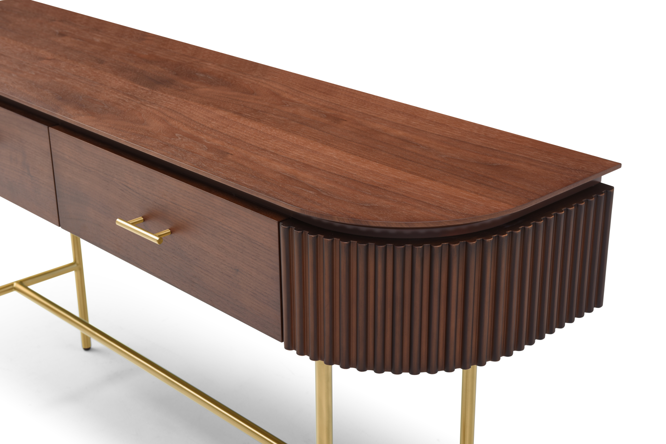 Lantine Console - Walnut & Brass   Nicholas John Interiors
