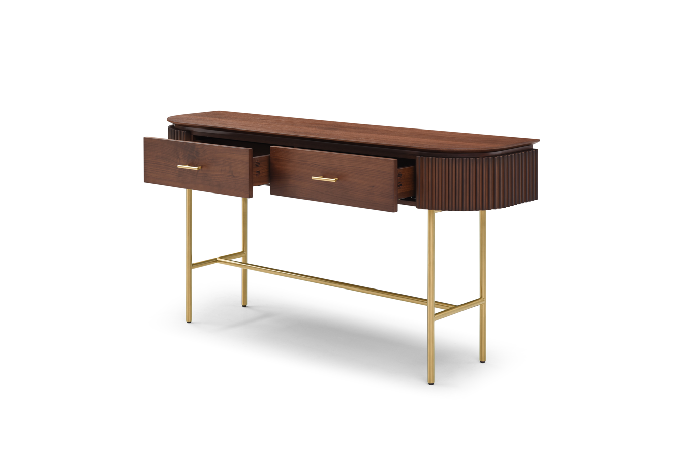 Lantine Console - Walnut & Brass   Nicholas John Interiors