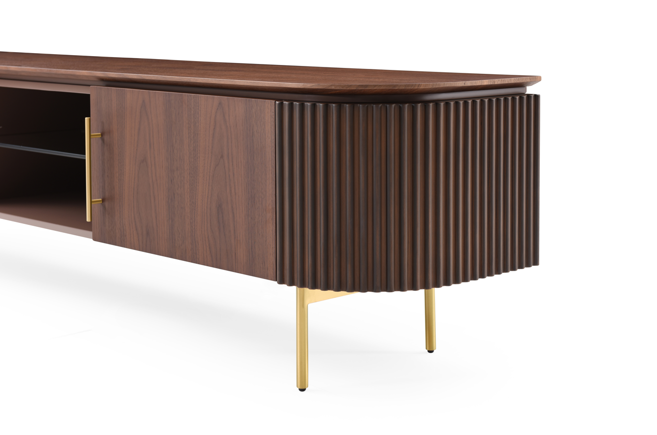 Tommy Franks Lantine TV Unit - Walnut & BrassTommy Franks   Nicholas John Interiors