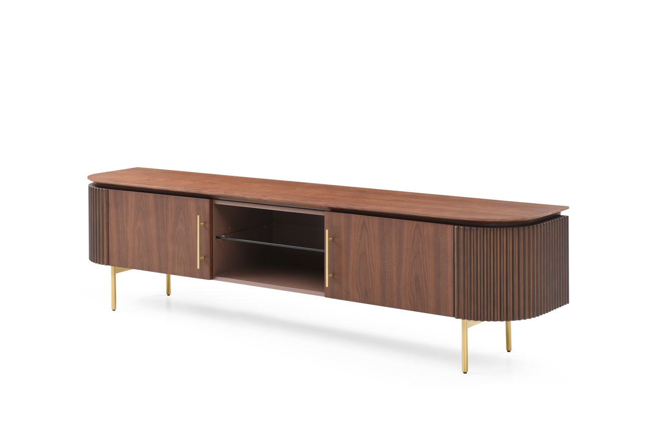 Tommy Franks Lantine TV Unit - Walnut & BrassTommy Franks   Nicholas John Interiors