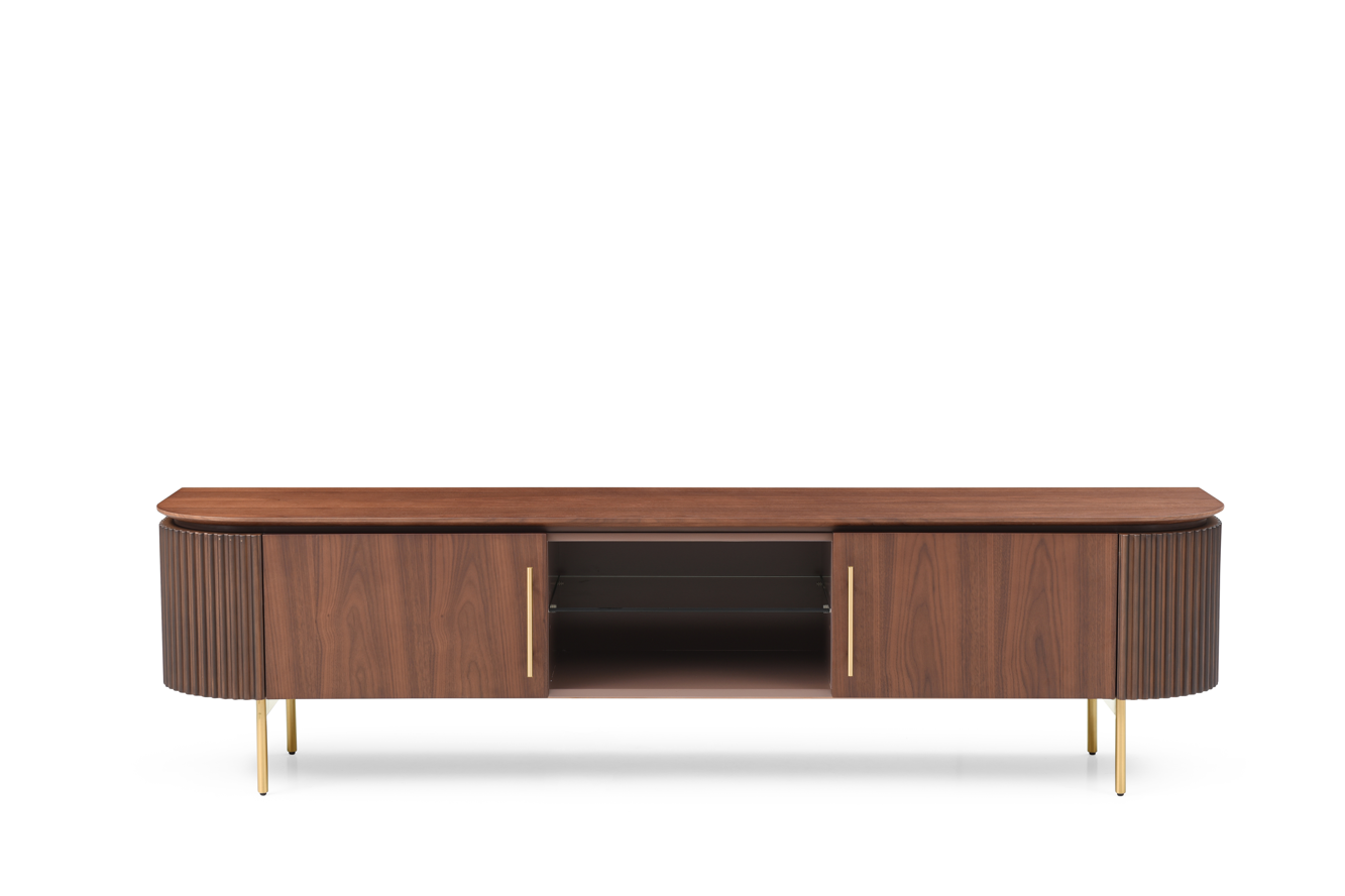 Tommy Franks Lantine TV Unit - Walnut & BrassTommy Franks   Nicholas John Interiors