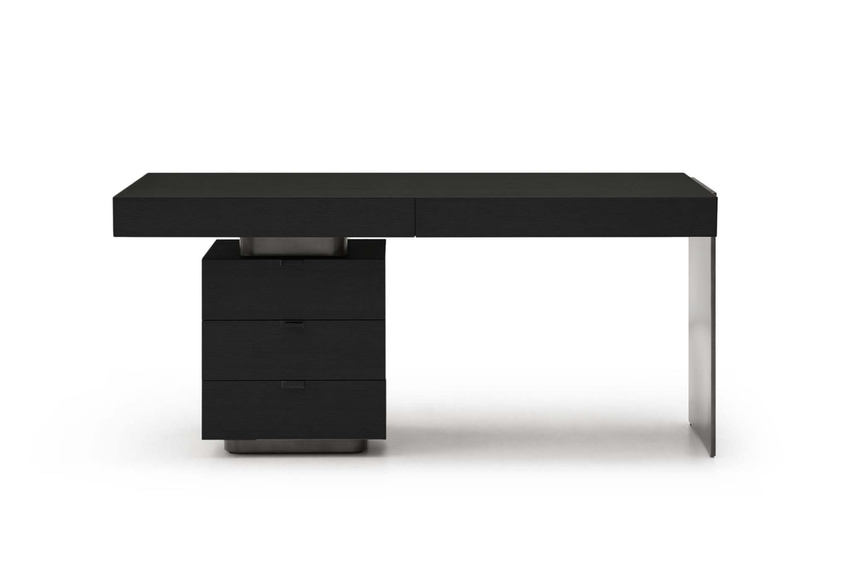 Oston Desk - Smoke Oak - Left Hand Drawers   Nicholas John Interiors