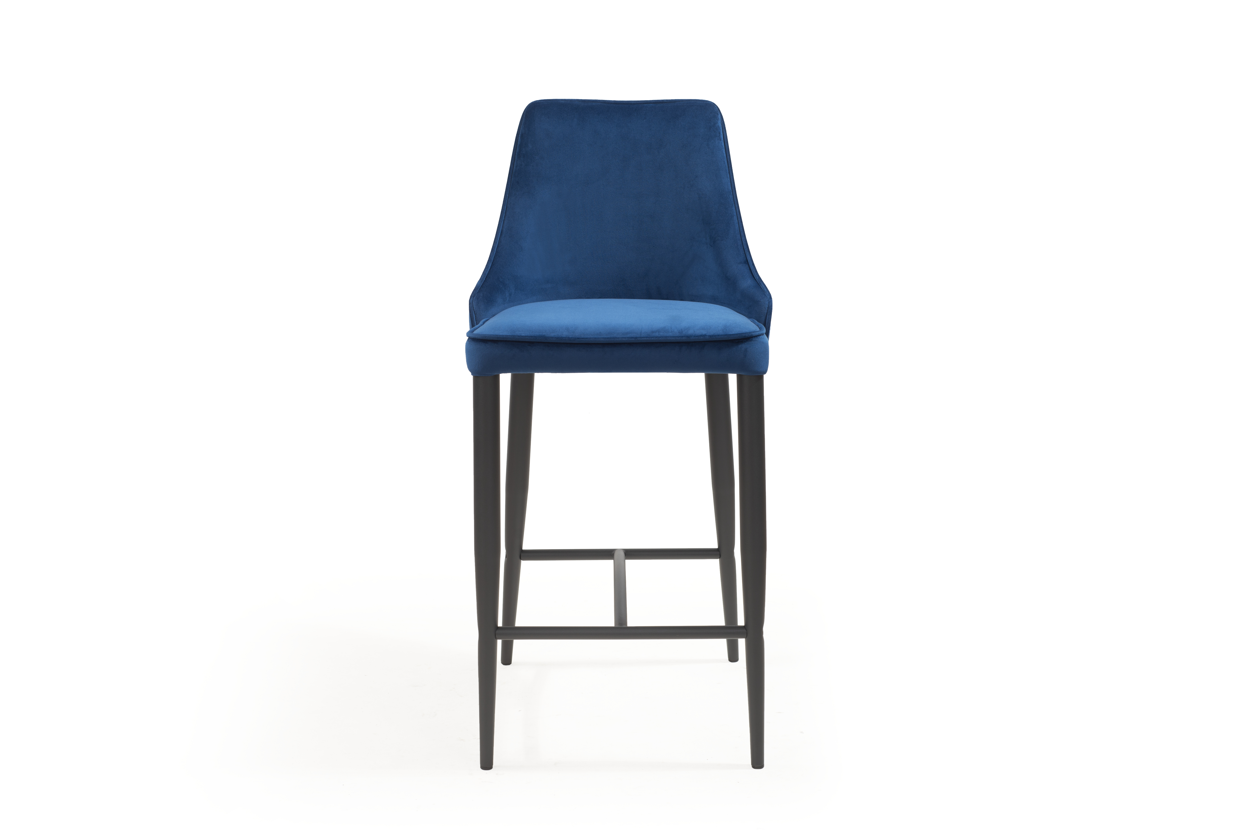 Tommy Franks Alain Bar Stool - Navy Velvet   Nicholas John Interiors