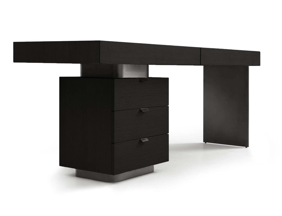 Oston Desk - Smoke Oak - Left Hand Drawers   Nicholas John Interiors