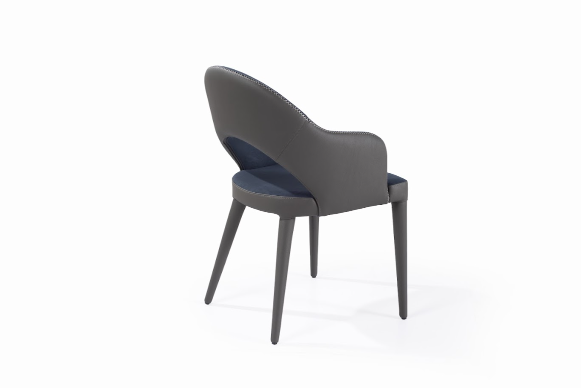 Tommy Franks Jiva Dining Chair - Nappa Midnight Blue & Grey   Nicholas John Interiors