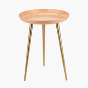Seline Apricot Enamel and Gold Metal Side Table  Nicholas John Interiors