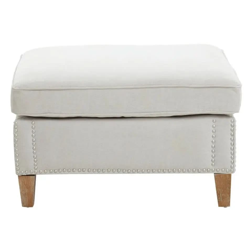 Selton Grey Fabric Footstool   Nicholas John Interiors