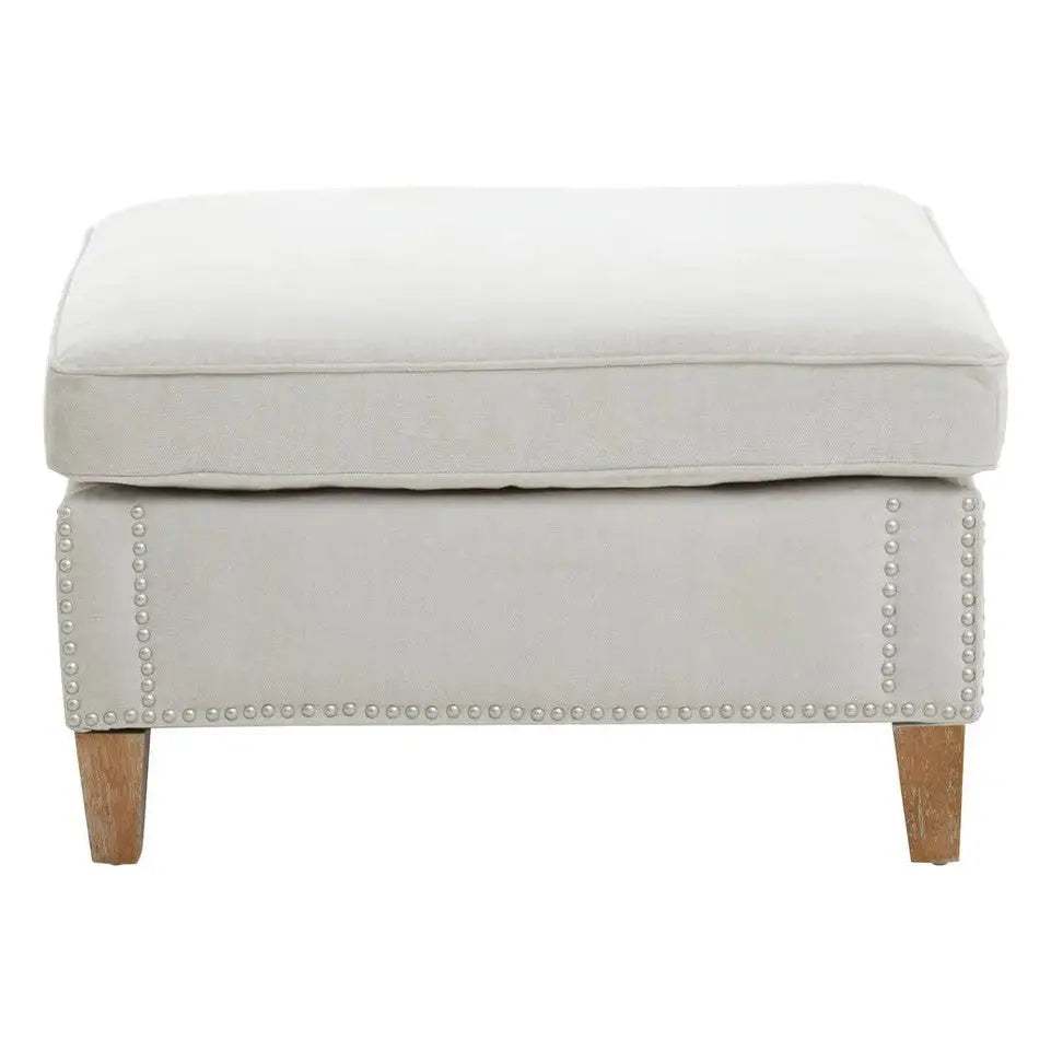 Selton Grey Fabric Footstool   Nicholas John Interiors