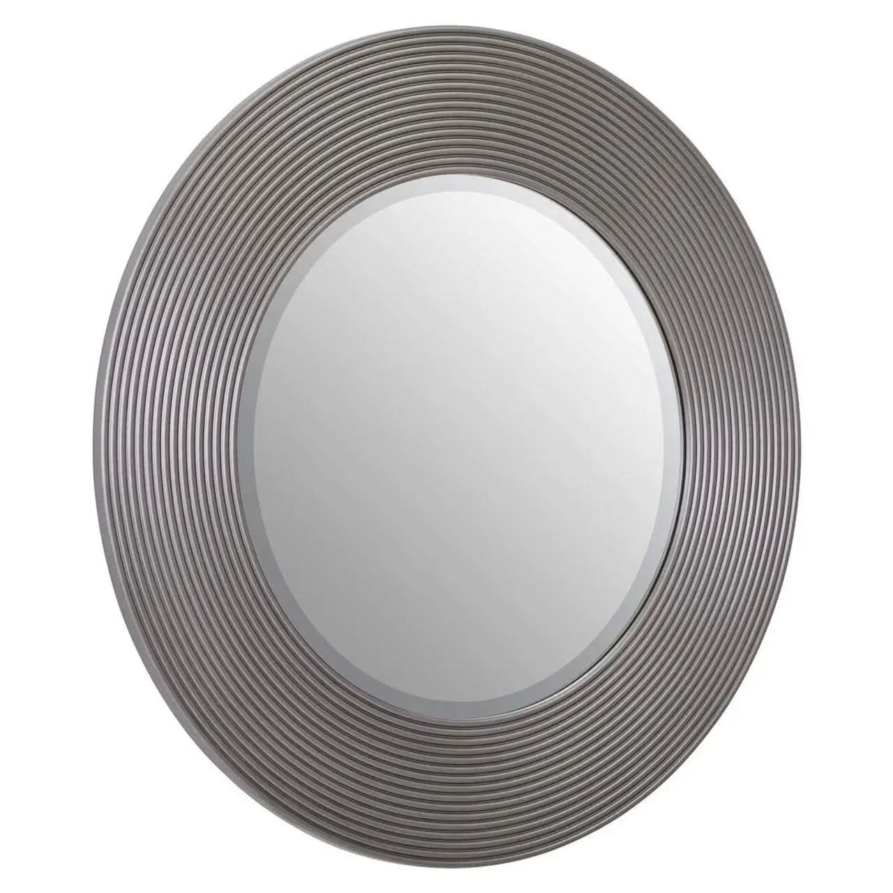Serano Grey Ribbed Round Wall Mirror   Nicholas John Interiors