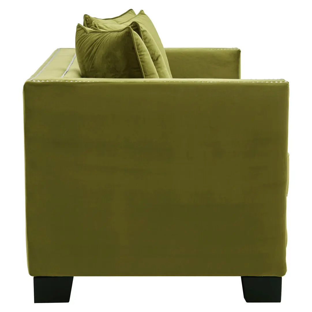 Serina 2 Seat Moss Velvet Sofa   Nicholas John Interiors
