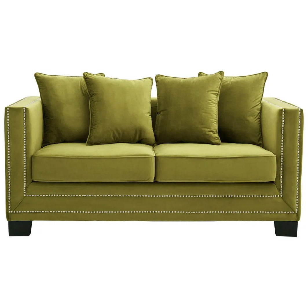 Serina 2 Seat Moss Velvet Sofa   Nicholas John Interiors
