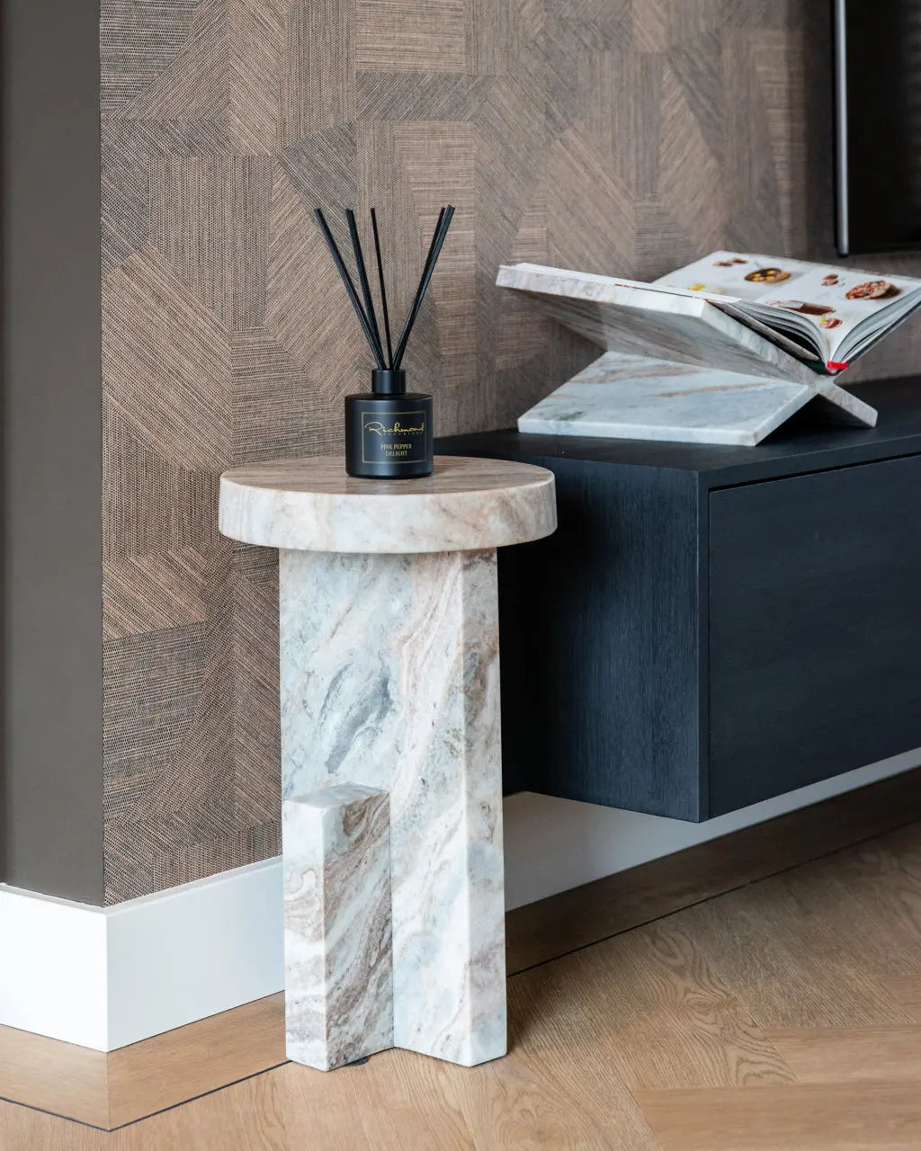 Sion Blush Beige End table   Nicholas John Interiors