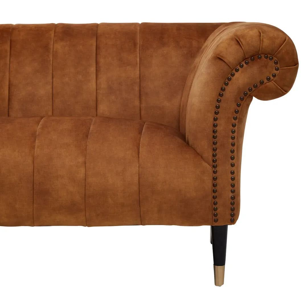 Siora Three Seat Gold Velvet Sofa   Nicholas John Interiors
