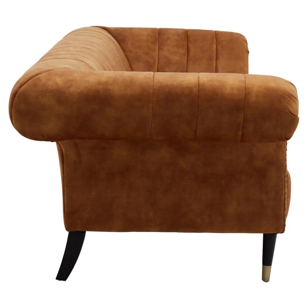Siora Three Seat Gold Velvet Sofa   Nicholas John Interiors