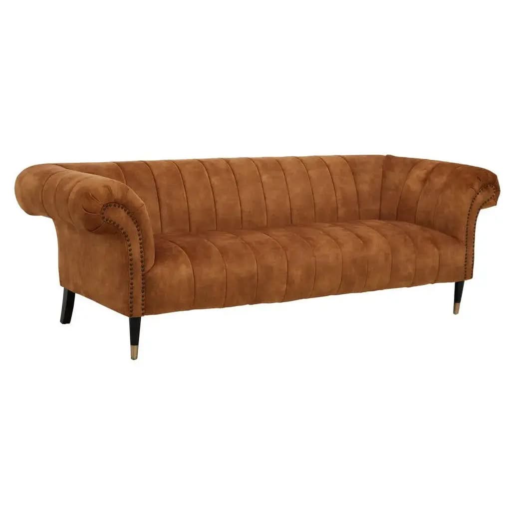 Siora Three Seat Gold Velvet Sofa   Nicholas John Interiors