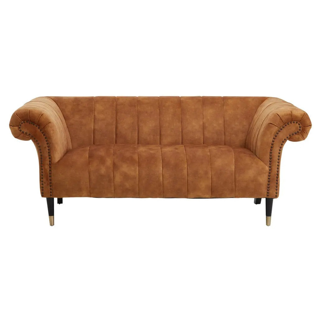 Siora Two Seat Gold Velvet Sofa   Nicholas John Interiors