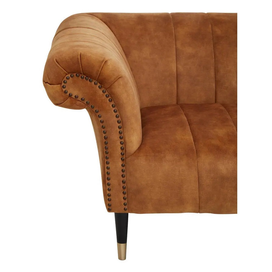 Siora Two Seat Gold Velvet Sofa   Nicholas John Interiors