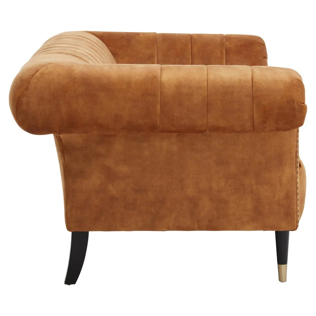Siora Two Seat Gold Velvet Sofa   Nicholas John Interiors