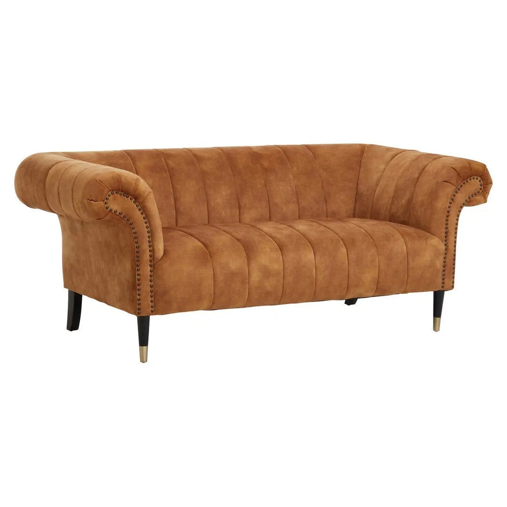 Siora Two Seat Gold Velvet Sofa   Nicholas John Interiors
