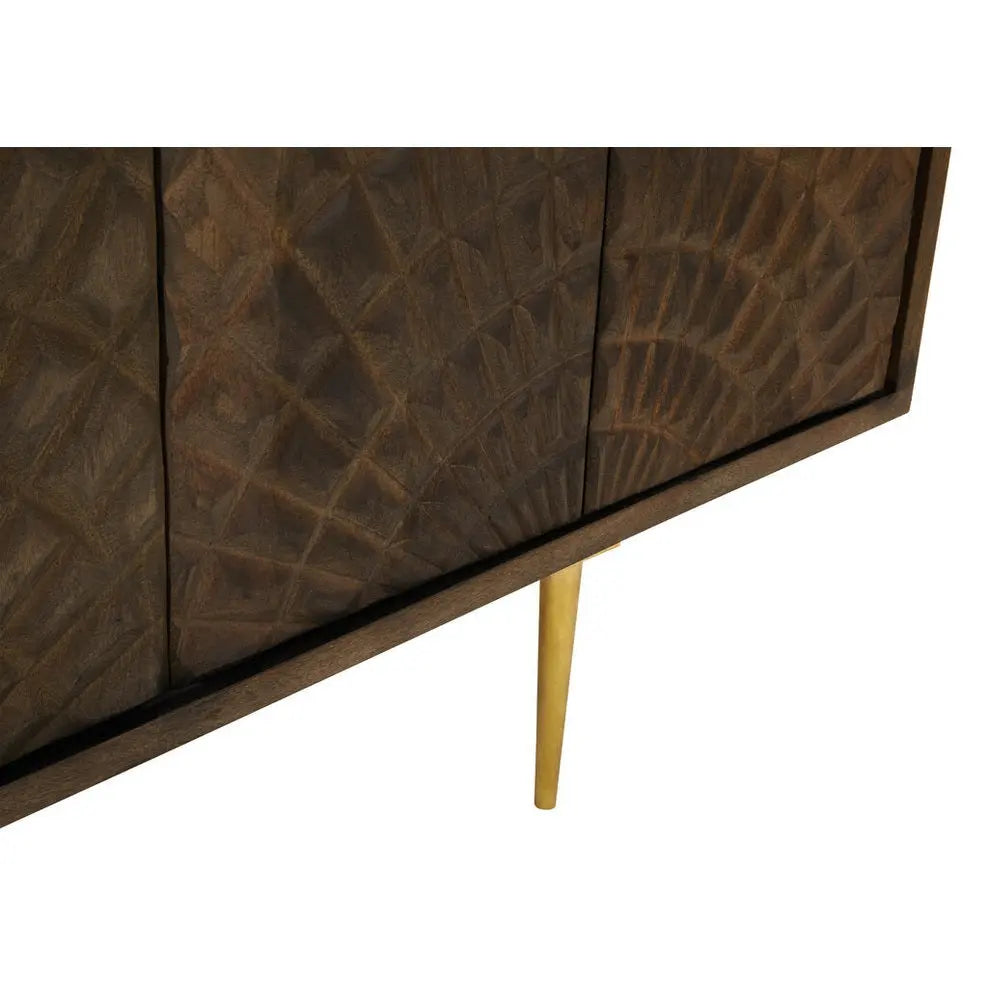 Sipari Mango Wood Sideboard with Carved Geometric Detailing   Nicholas John Interiors