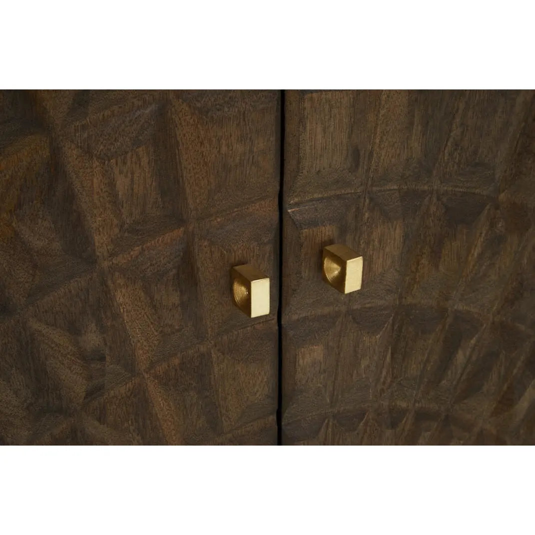 Sipari Mango Wood Sideboard with Carved Geometric Detailing   Nicholas John Interiors