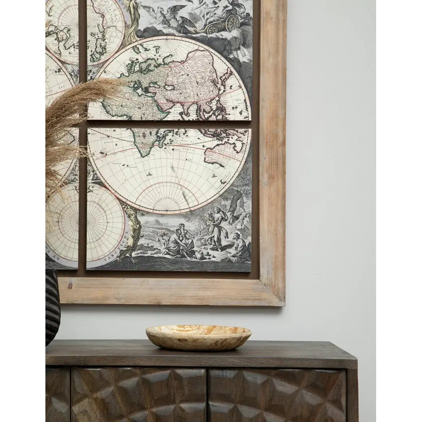 Sipari Mango Wood Sideboard with Carved Geometric Detailing   Nicholas John Interiors