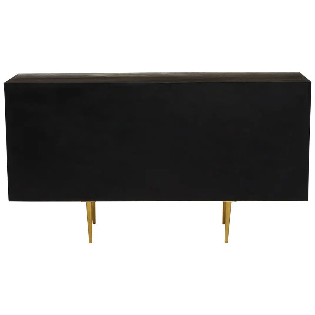 Sipari Mango Wood Sideboard with Carved Geometric Detailing   Nicholas John Interiors