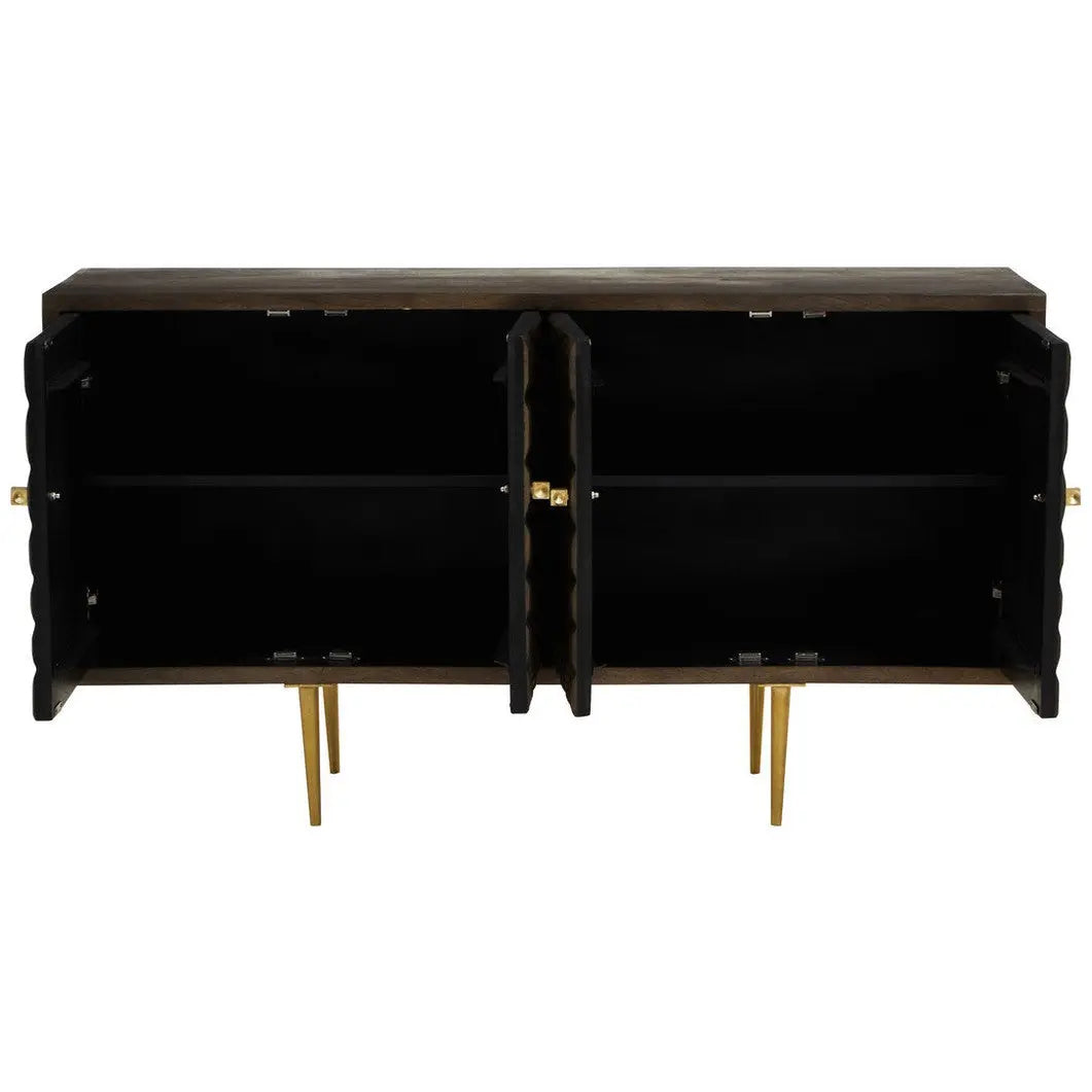 Sipari Mango Wood Sideboard with Carved Geometric Detailing   Nicholas John Interiors