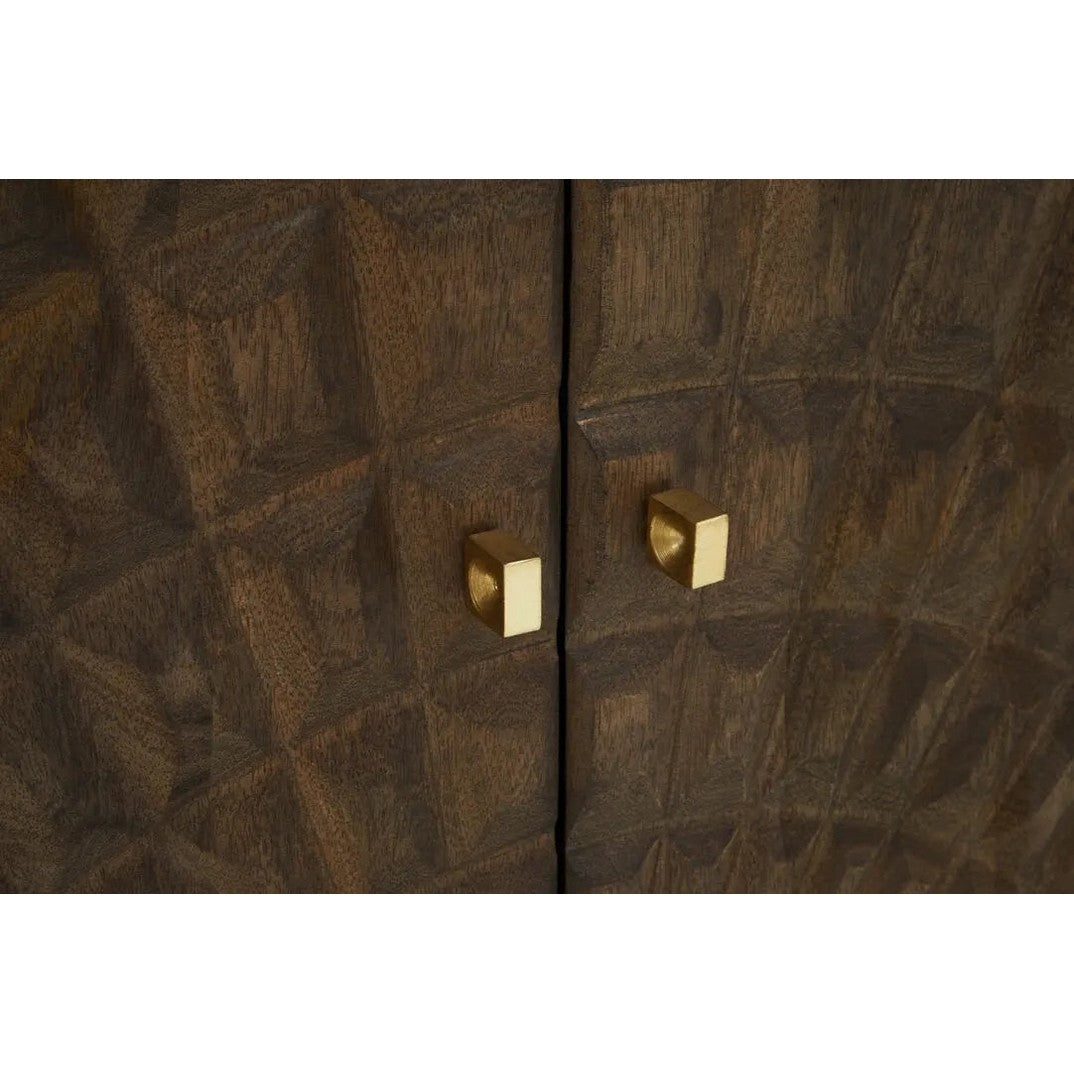 Sipari Mango Wood Sideboard with Carved Geometric Detailing   Nicholas John Interiors