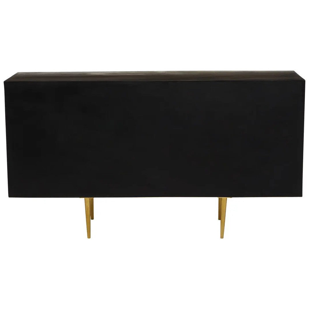 Sipari Mango Wood Sideboard with Carved Geometric Detailing   Nicholas John Interiors
