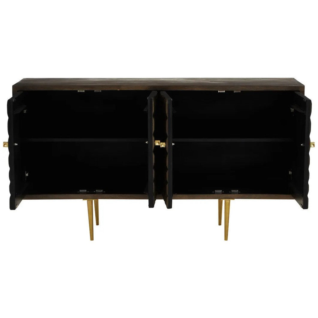 Sipari Mango Wood Sideboard with Carved Geometric Detailing   Nicholas John Interiors