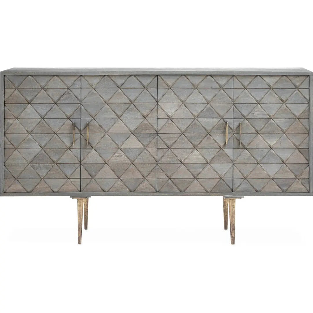 Siro Grey Mango Wood Sideboard with Gold Legs   Nicholas John Interiors