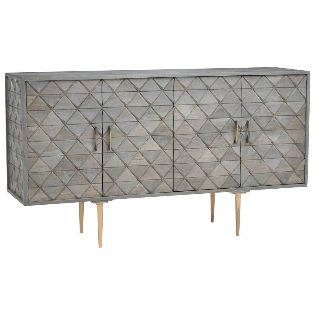 Siro Grey Mango Wood Sideboard with Gold Legs   Nicholas John Interiors