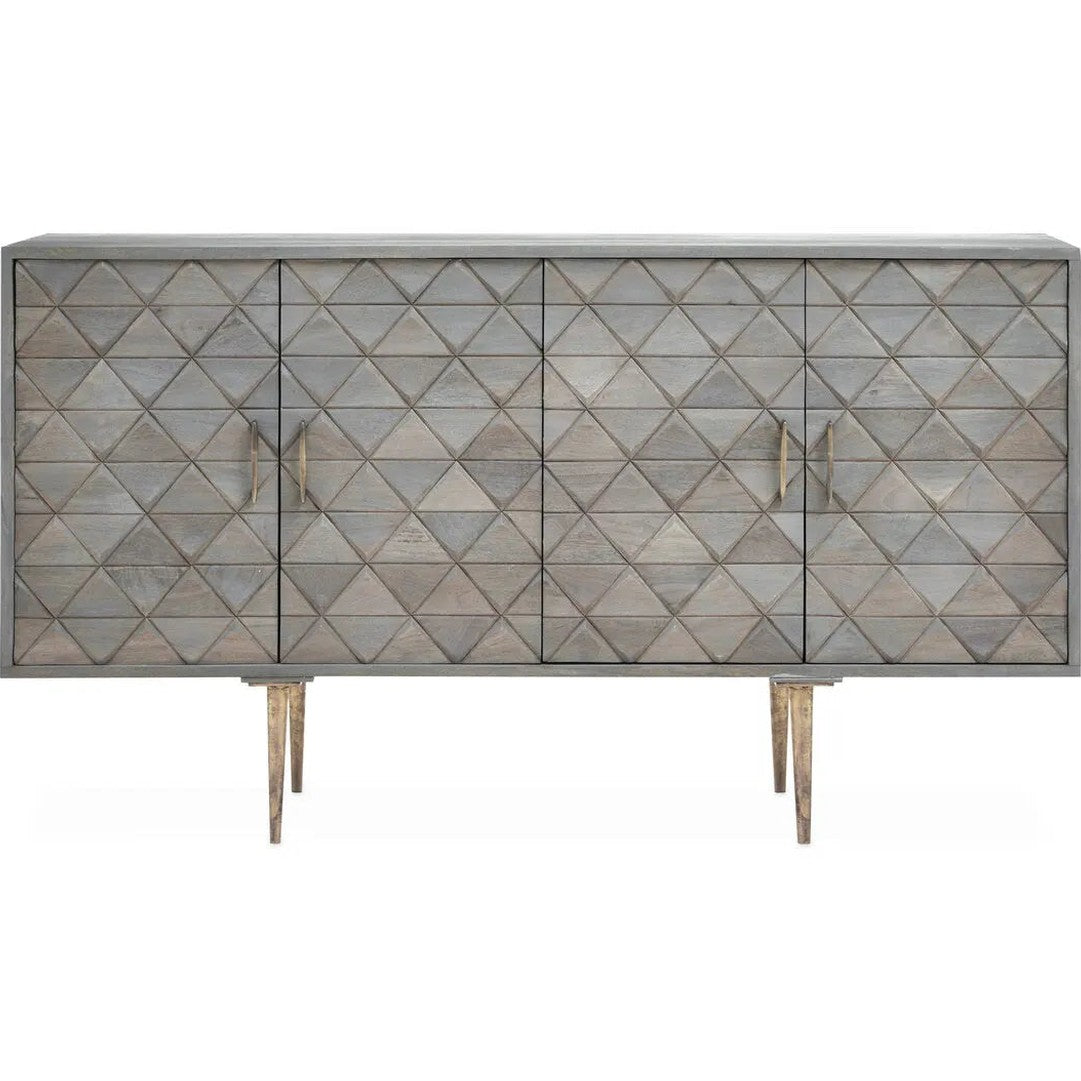 Siro Grey Mango Wood Sideboard with Gold Legs   Nicholas John Interiors