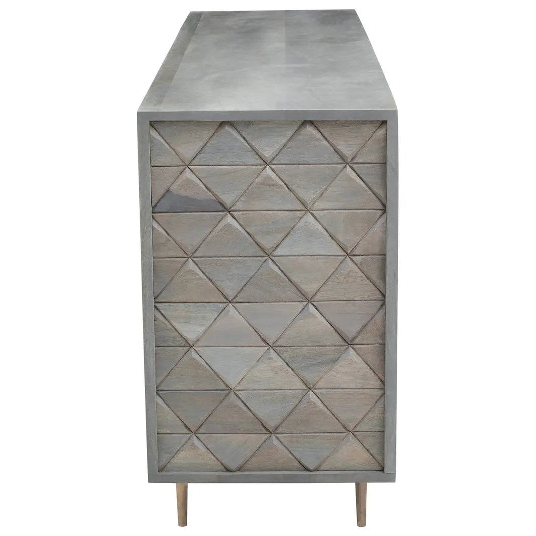 Siro Grey Mango Wood Sideboard with Gold Legs   Nicholas John Interiors