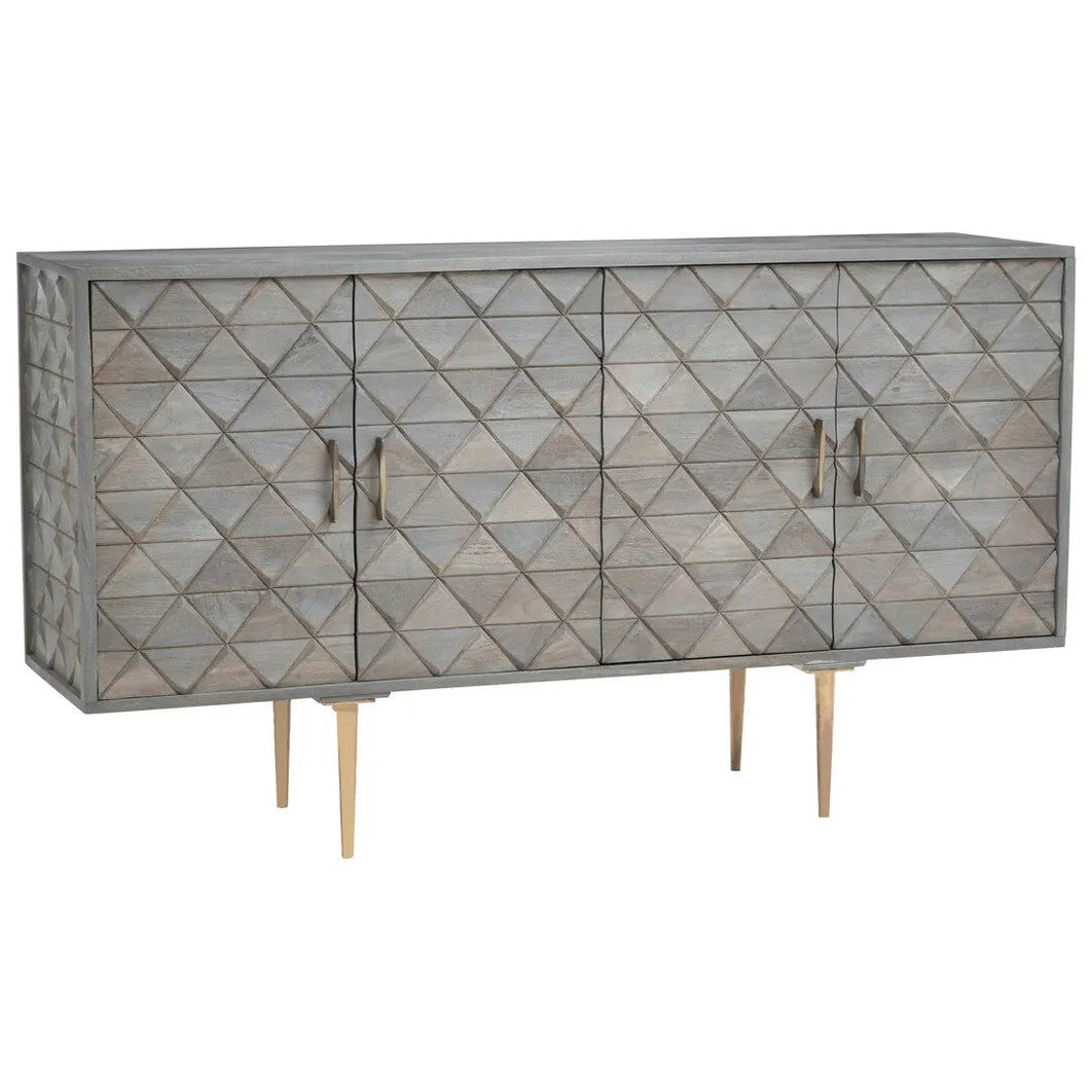Siro Grey Mango Wood Sideboard with Gold Legs   Nicholas John Interiors