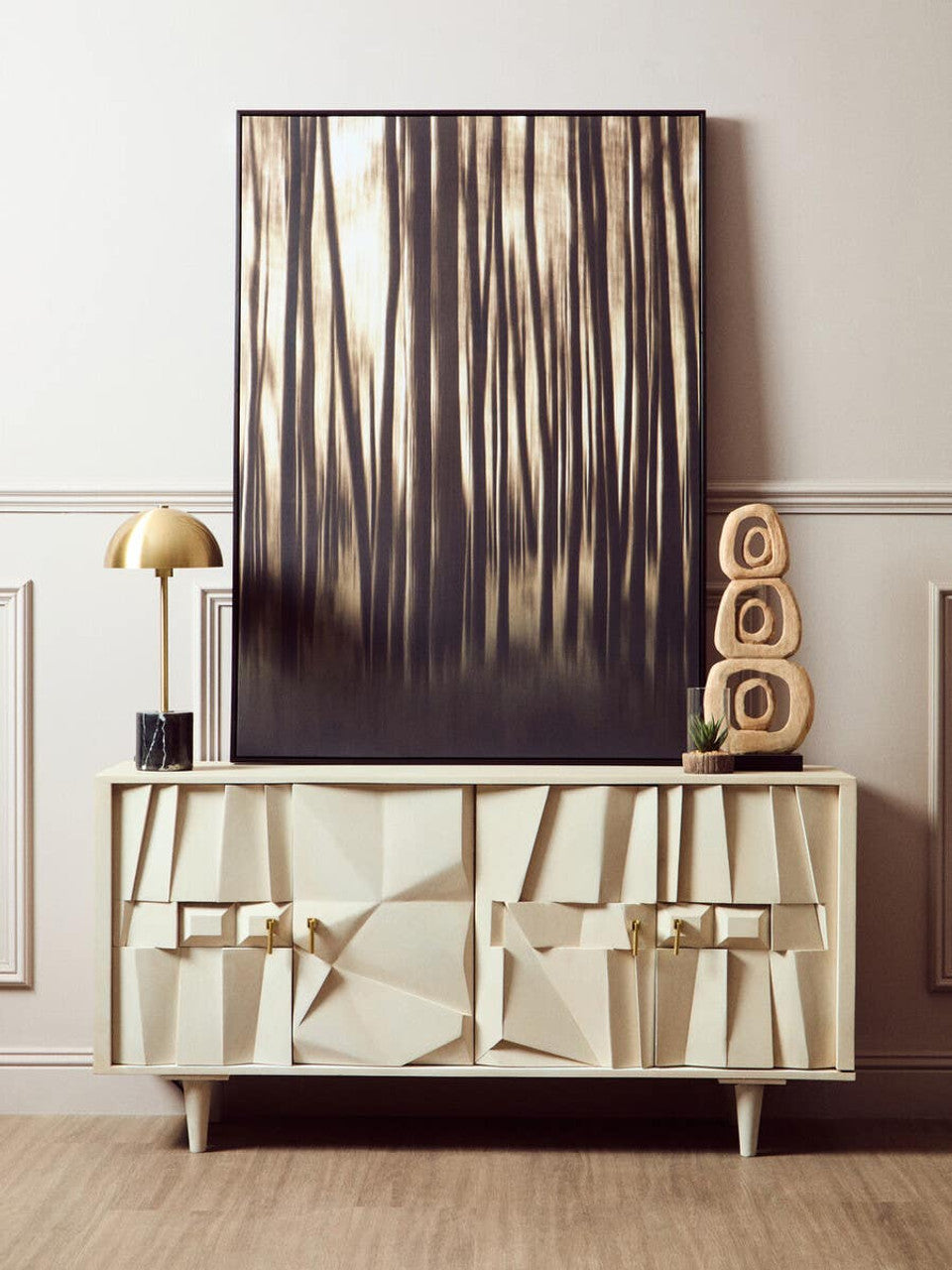 Sitella Four Door Whitewash Mango Wood Abstract Sideboard  Nicholas John Interiors