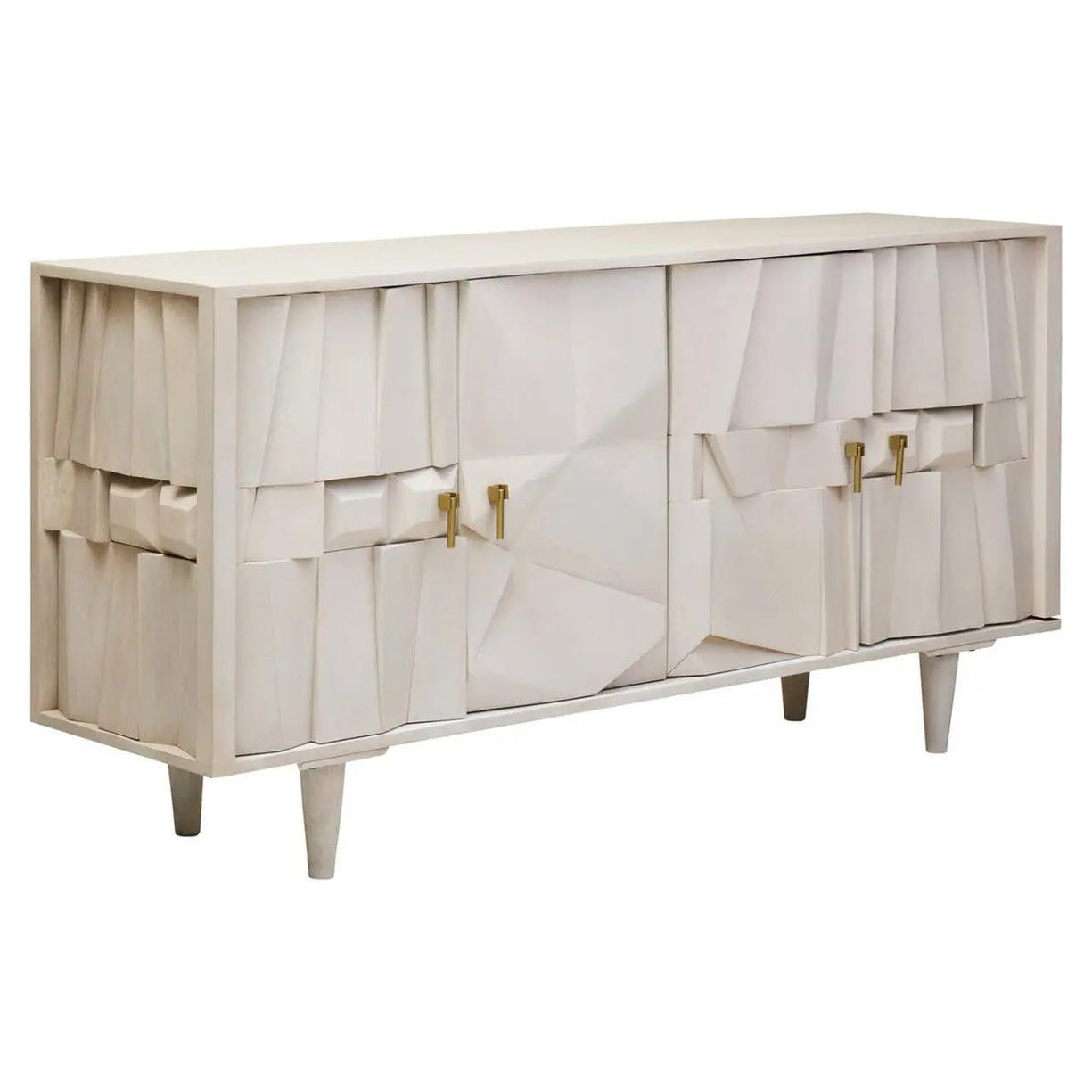Sitella Four Door Whitewash Mango Wood Abstract Sideboard