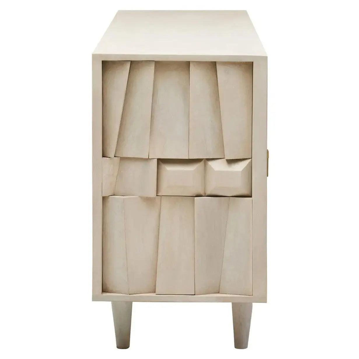 Sitella Four Door Whitewash Mango Wood Abstract Sideboard   Nicholas John Interiors