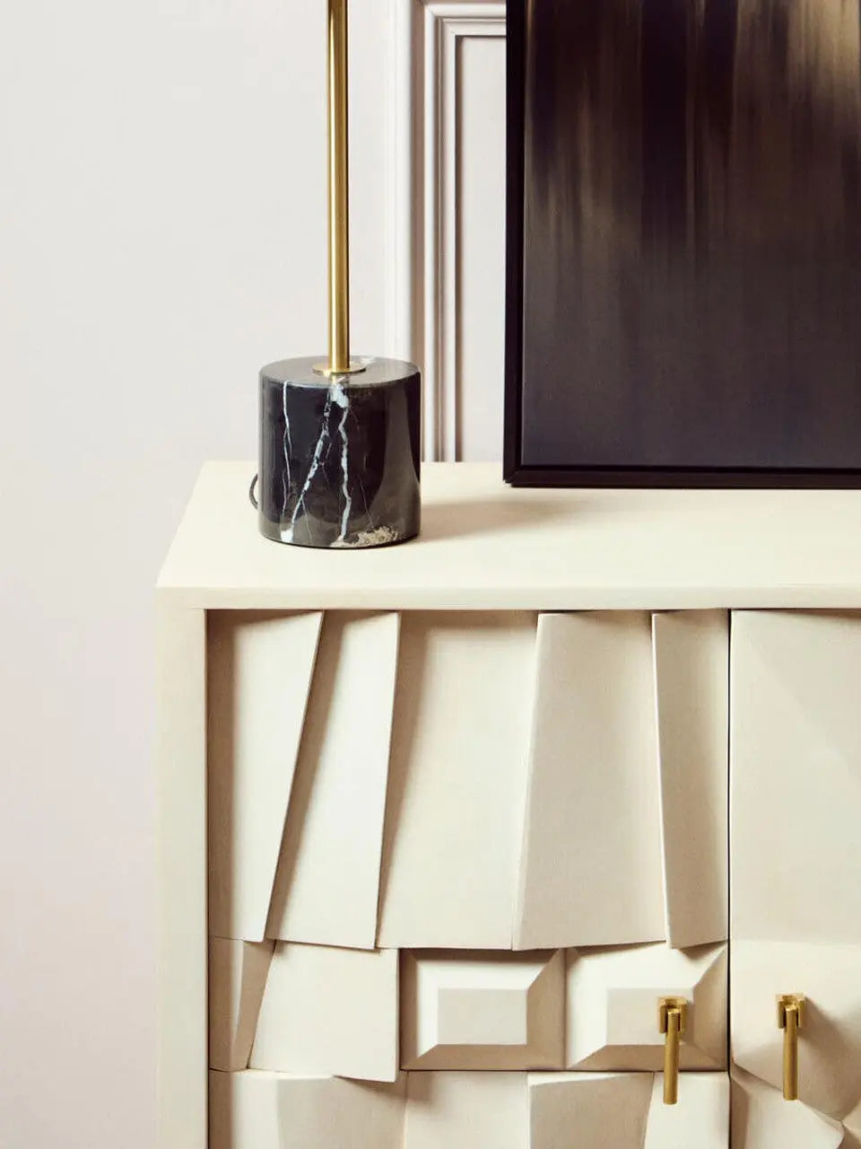 Sitella Four Door Whitewash Mango Wood Abstract Sideboard  Nicholas John Interiors