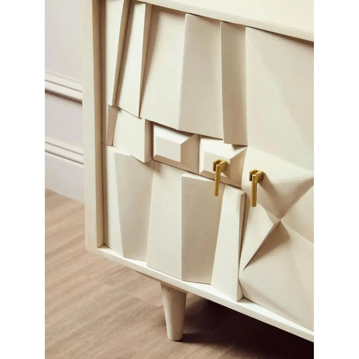 Sitella Four Door Whitewash Mango Wood Abstract Sideboard   Nicholas John Interiors