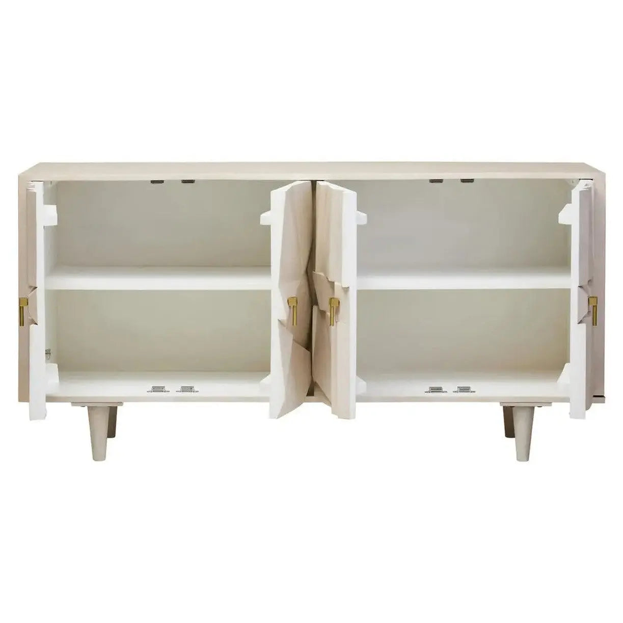Sitella Four Door Whitewash Mango Wood Abstract Sideboard   Nicholas John Interiors
