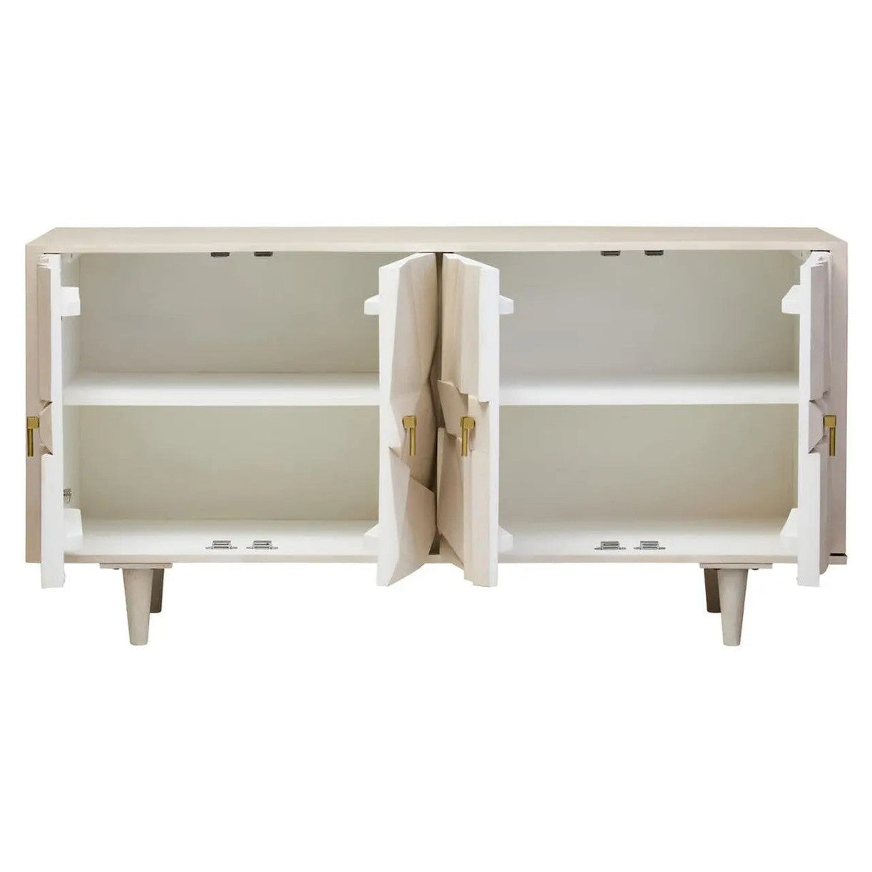Sitella Four Door Whitewash Mango Wood Abstract Sideboard