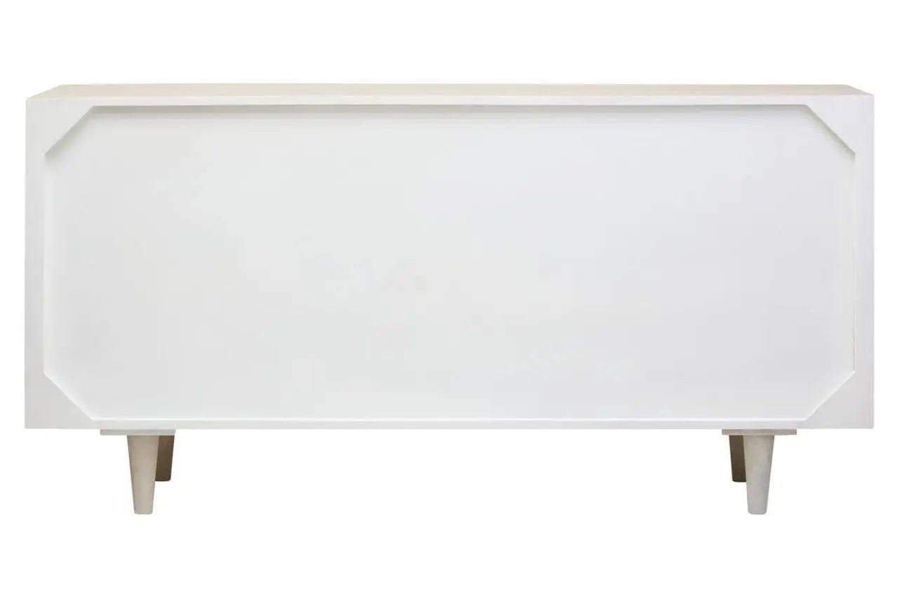 Sitella Four Door Whitewash Mango Wood Abstract Sideboard  Nicholas John Interiors