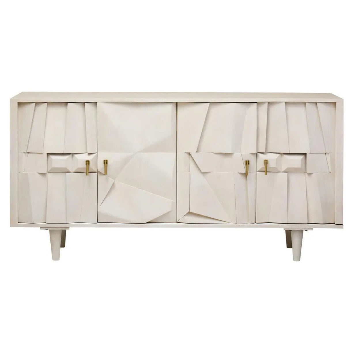 Sitella Four Door Whitewash Mango Wood Abstract Sideboard