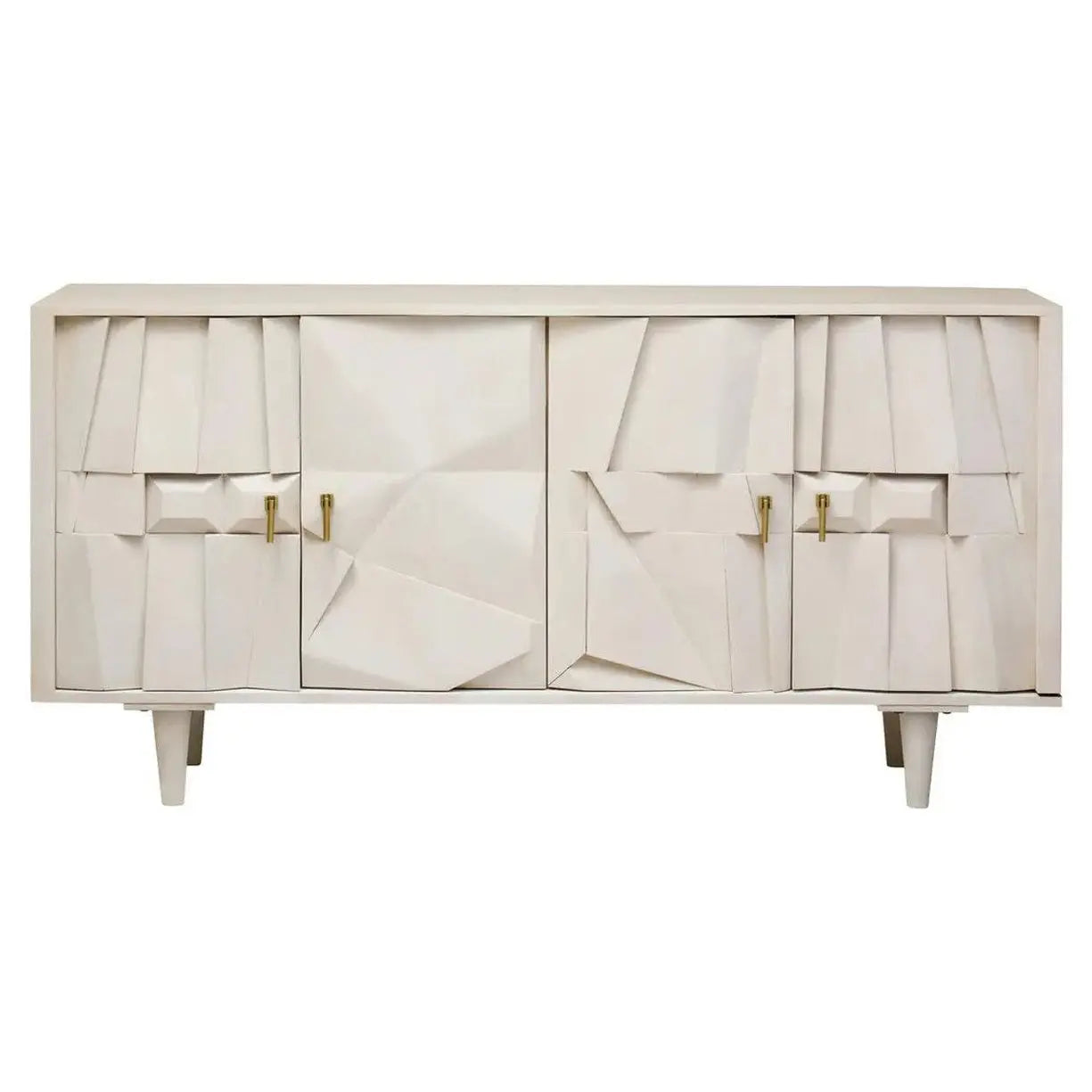 Sitella Four Door Whitewash Mango Wood Abstract Sideboard   Nicholas John Interiors