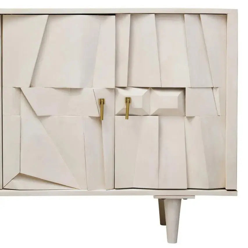 Sitella Four Door Whitewash Mango Wood Abstract Sideboard   Nicholas John Interiors