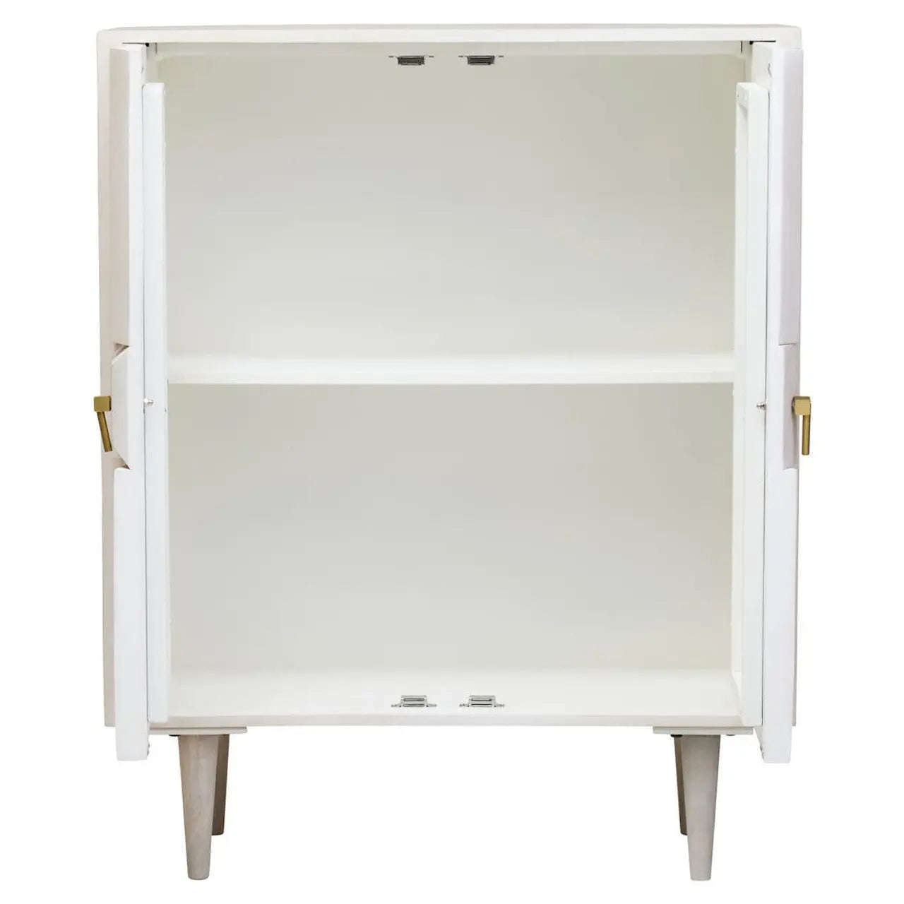 Sitella Two Door Whitewash Mango Wood Abstract Cabinet