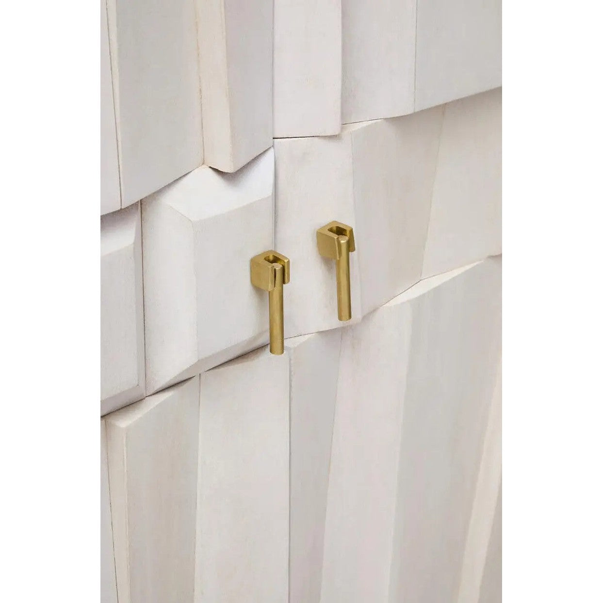 Sitella Two Door Whitewash Mango Wood Abstract Cabinet