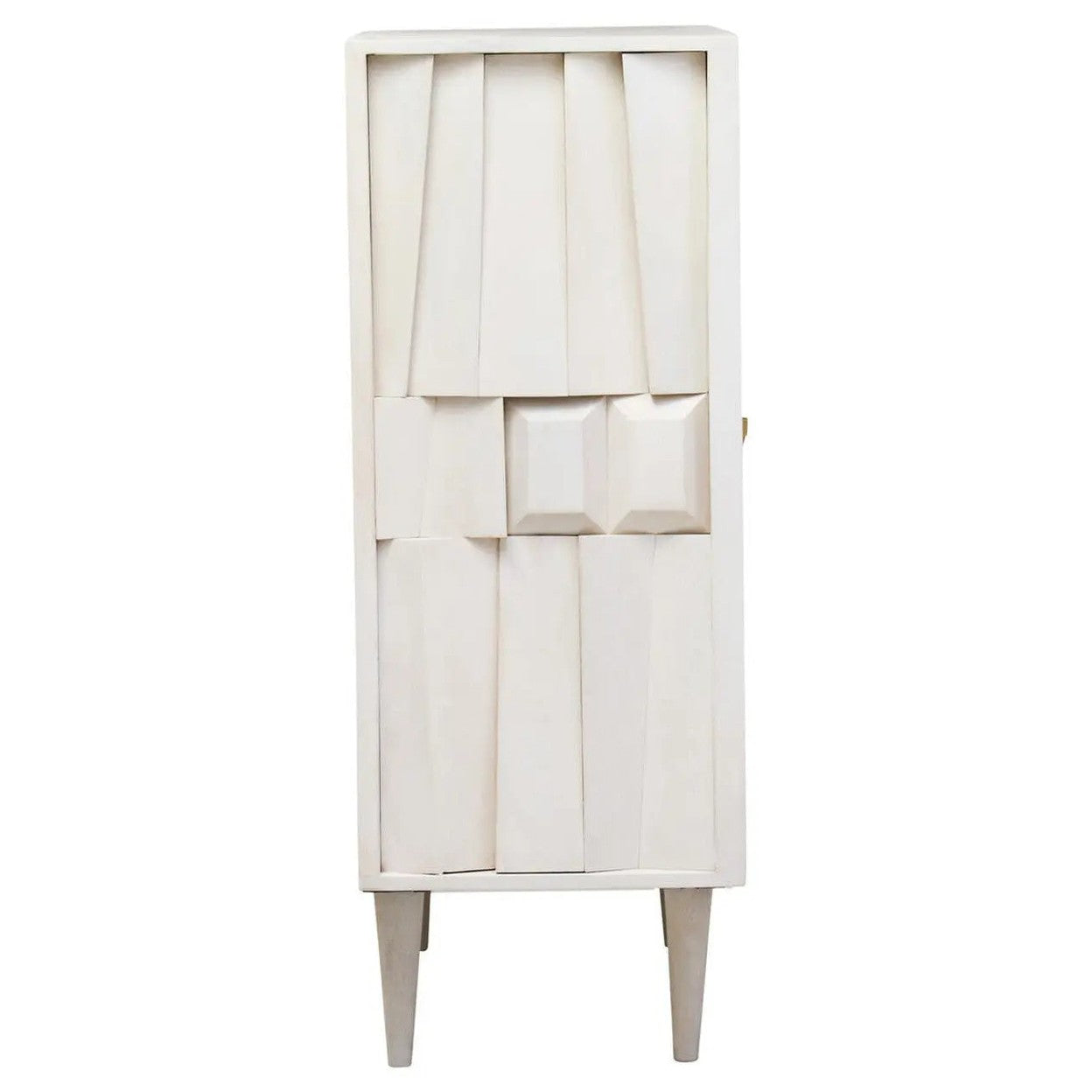 Sitella Two Door Whitewash Mango Wood Abstract Cabinet